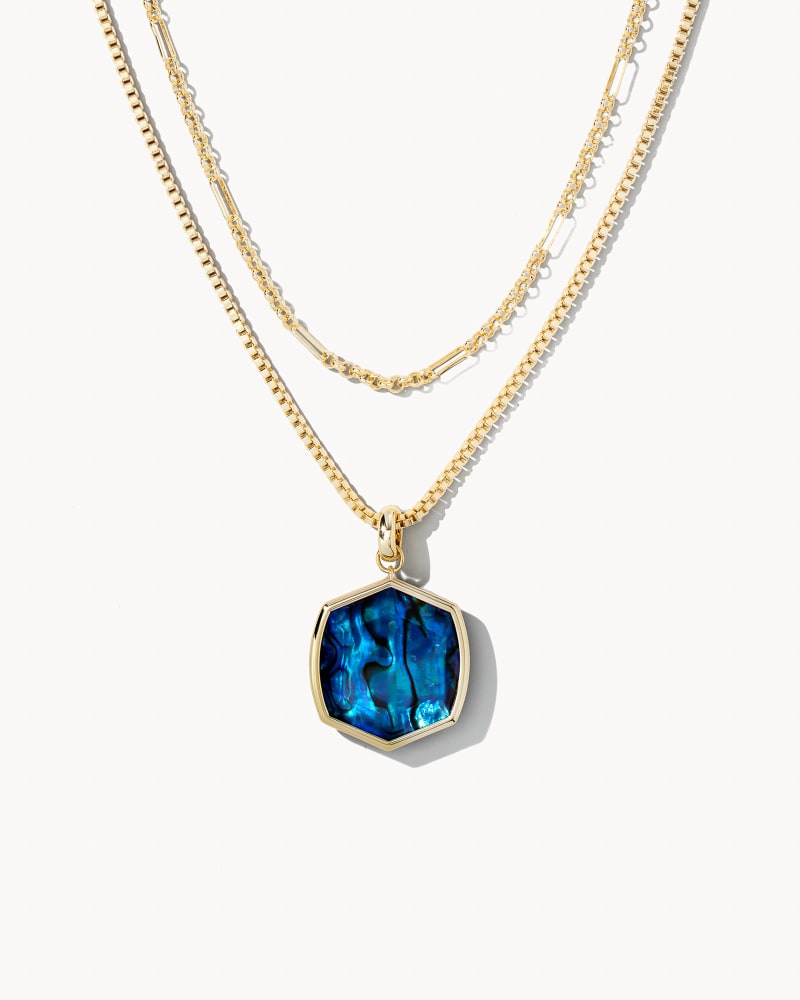 Davis Gold Chain Triple Strand Necklace in Navy Abalone image number 3
